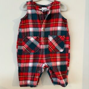 Baby GAP Red and Green Plaid Baby bubble Romper 3-6M